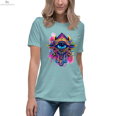 (K)hamsa T-Shirt | Women's Relaxed Cotton Tee with Protective Symbol SOONABOOSH