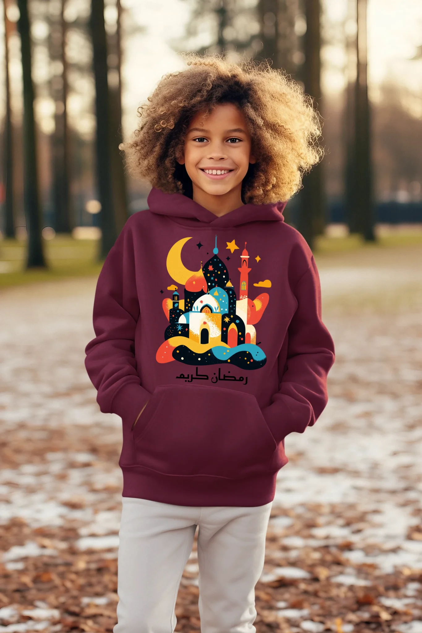 ai-created-mockup-of-a-smiling-boy-wearing-a-pullover-hoodie-in-a-winter-landscape-m36240