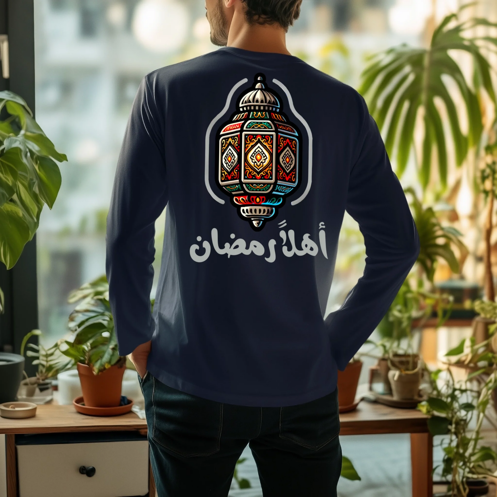 back-view-long-sleeve-tee-mockup-of-a-man-generated-by-ai-looking-at-a-window-m52606