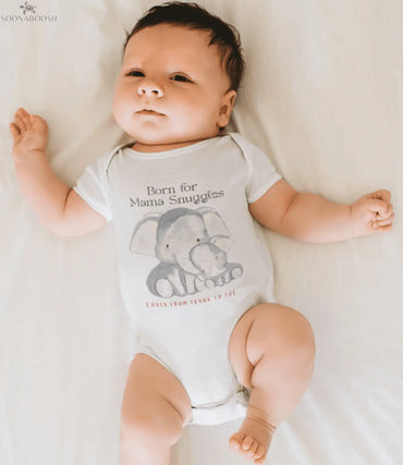 Born for Mama Snuggles Baby Onesie – Elephant Design SOONABOOSH