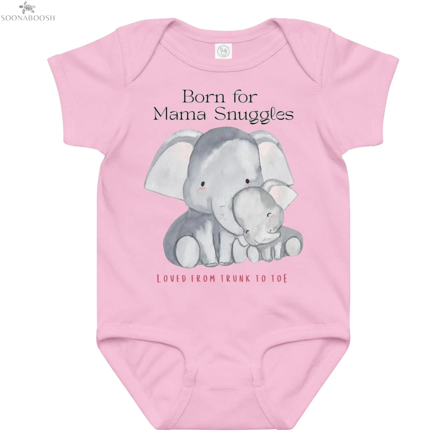 Born for Mama Snuggles Baby Onesie – Elephant Design SOONABOOSH