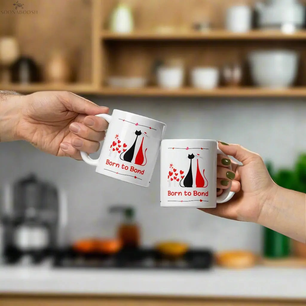 Egyptian Cats | Born to Bond | White Glossy Mug SOONABOOSH