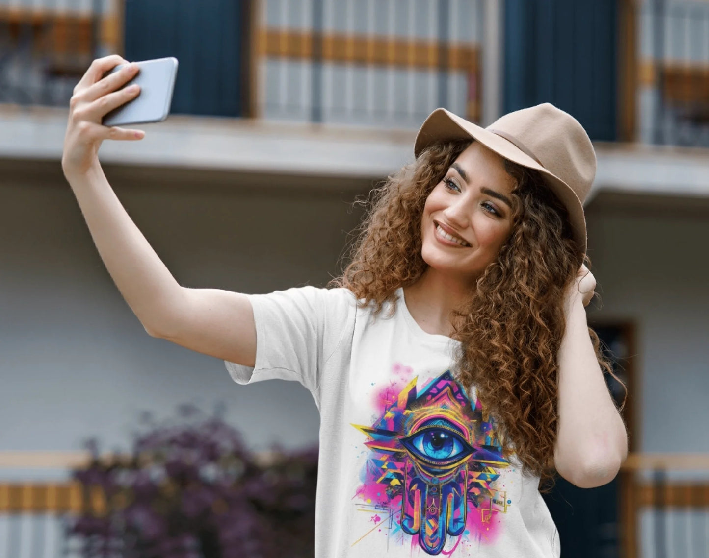 tee-mockup-of-a-woman-taking-a-selfie-on-the-street-m13209-r-el2-min