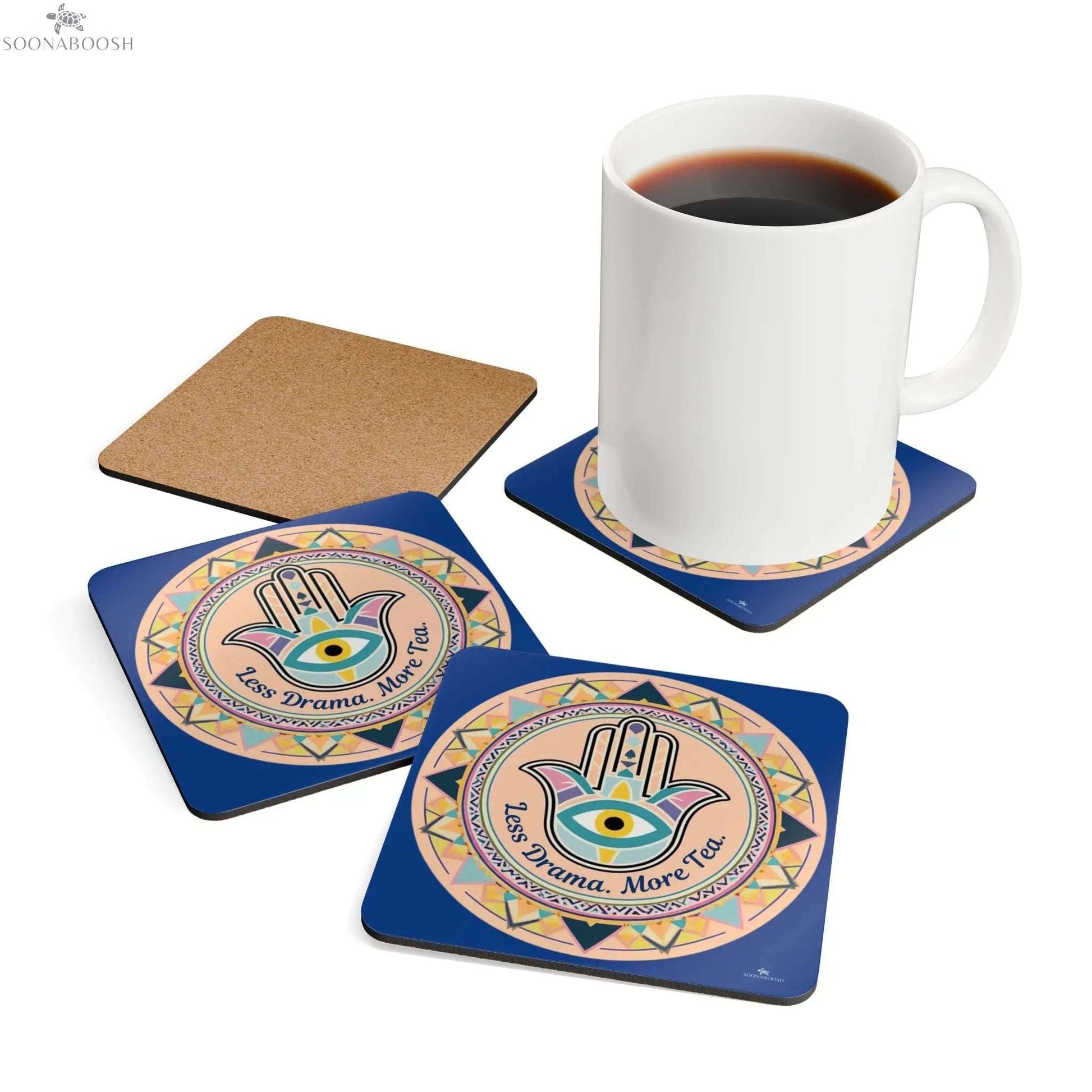 Protect Your Vibes Coasters (Set of 4) | Less Drama, More Tea Printify
