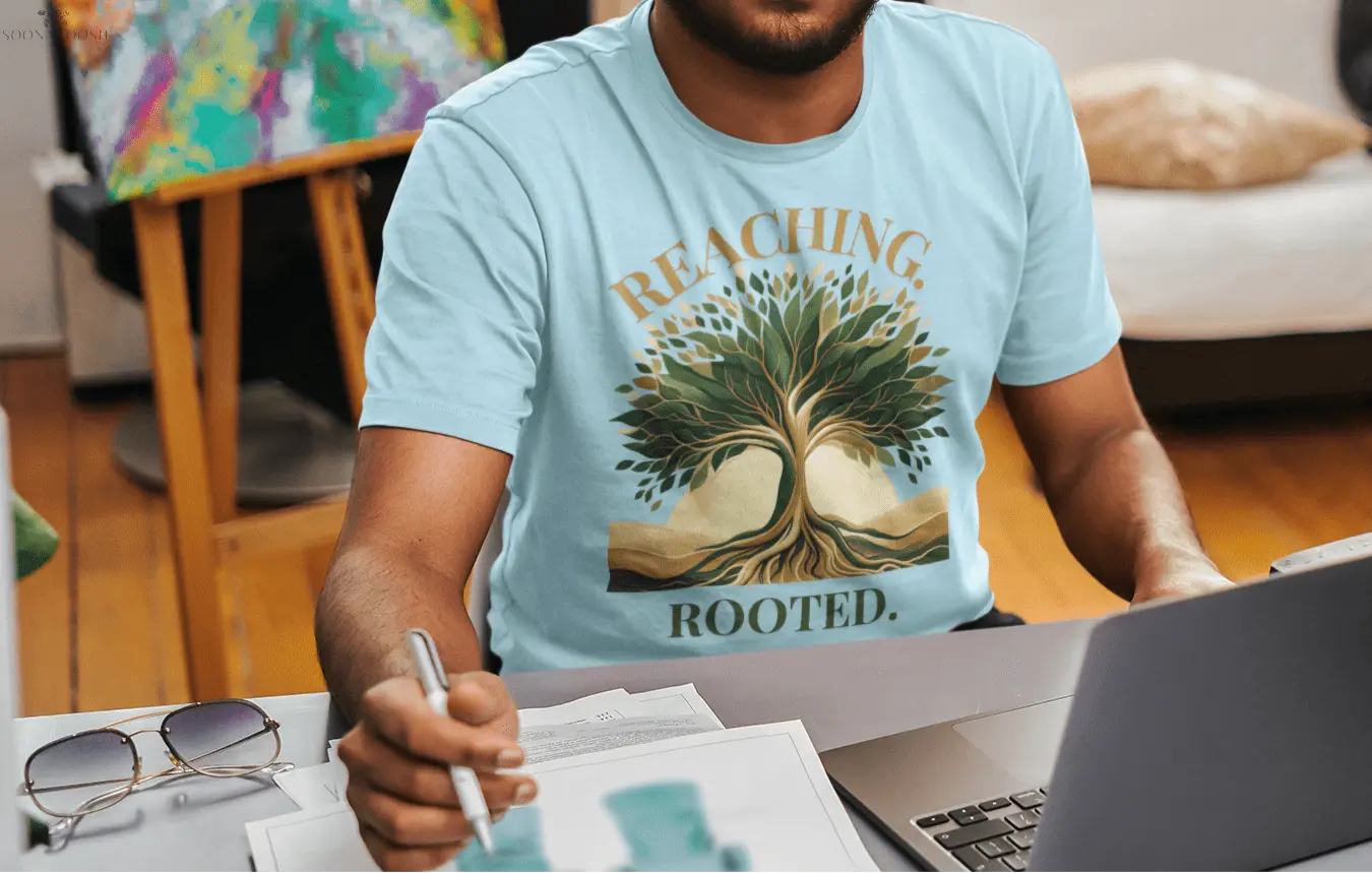 Reaching. Rooted. | Cotton Tree Graphic T-Shirt SOONABOOSH