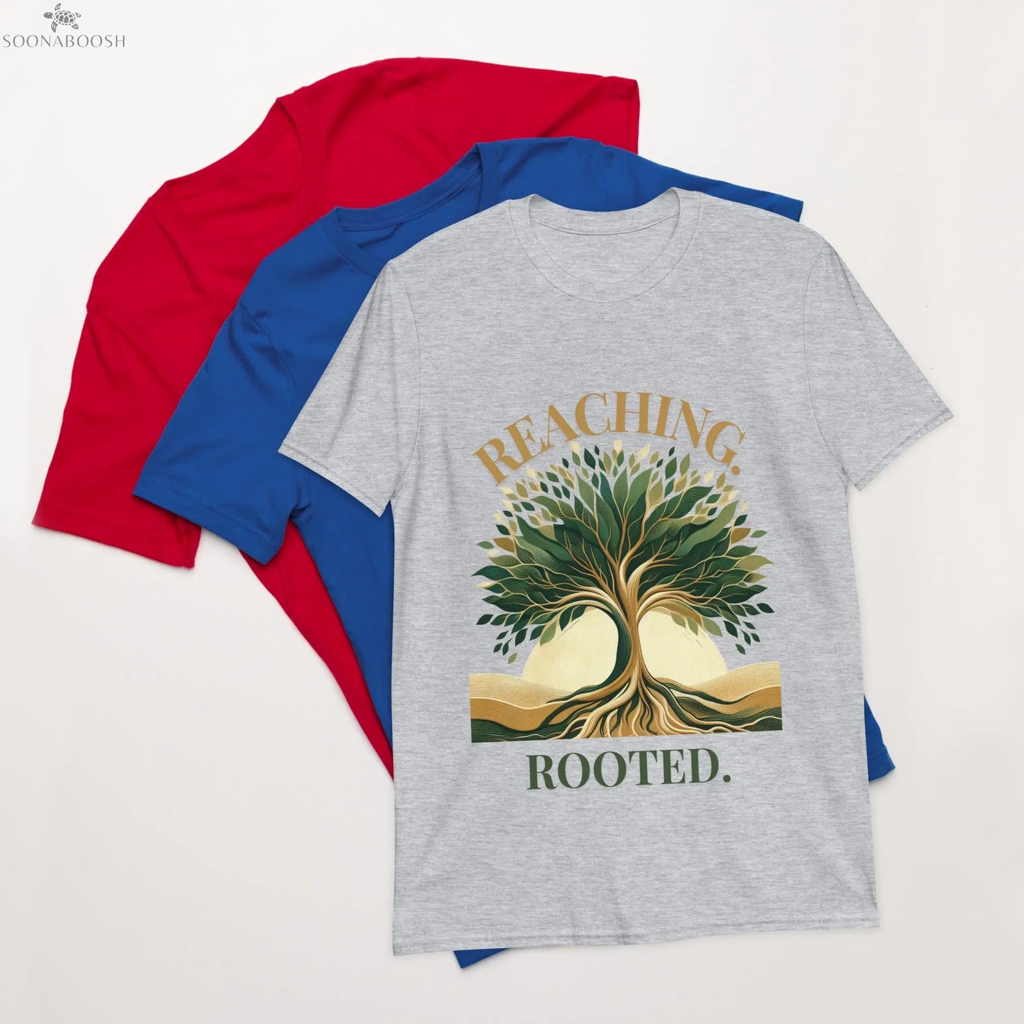 Reaching. Rooted. | Cotton Tree Graphic T-Shirt SOONABOOSH