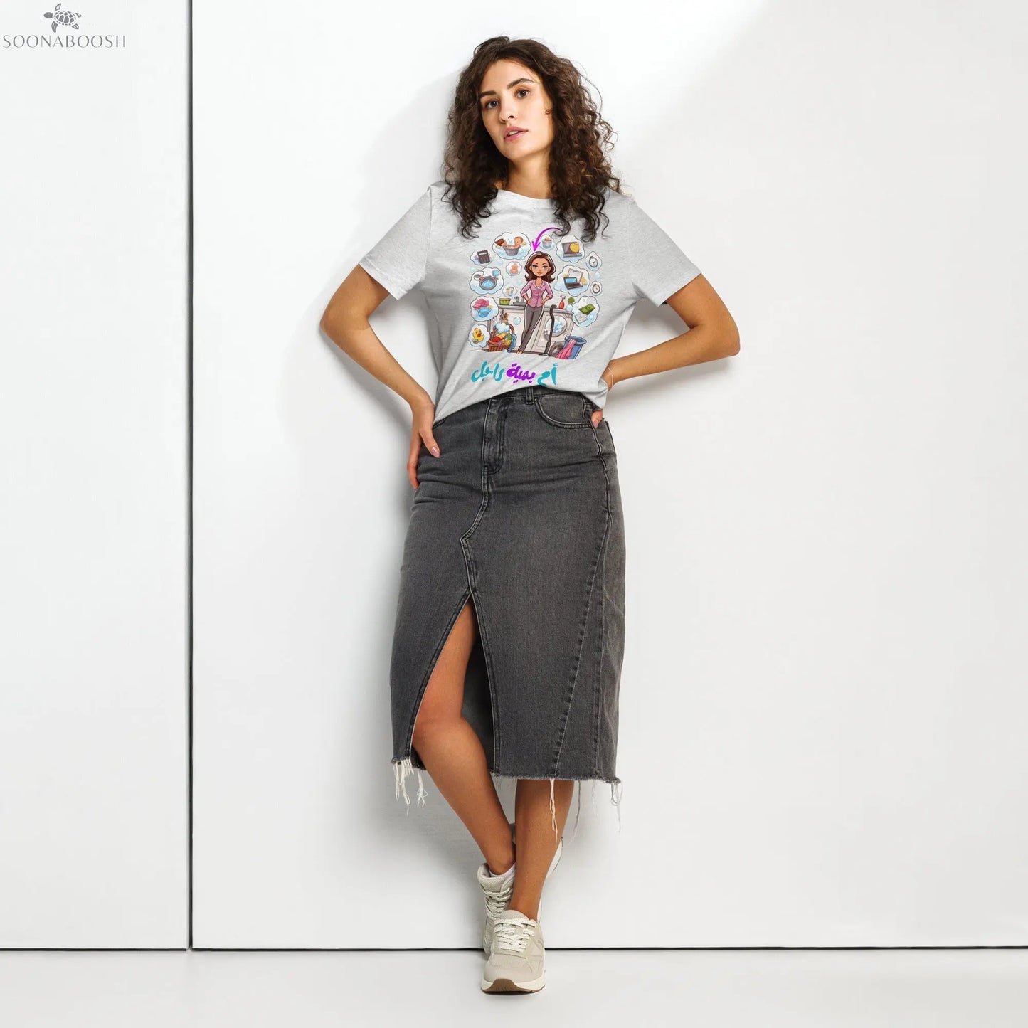 Women’s organic ribbed neck Strong Mom t-shirt | أم بمية راجل SOONABOOSH
