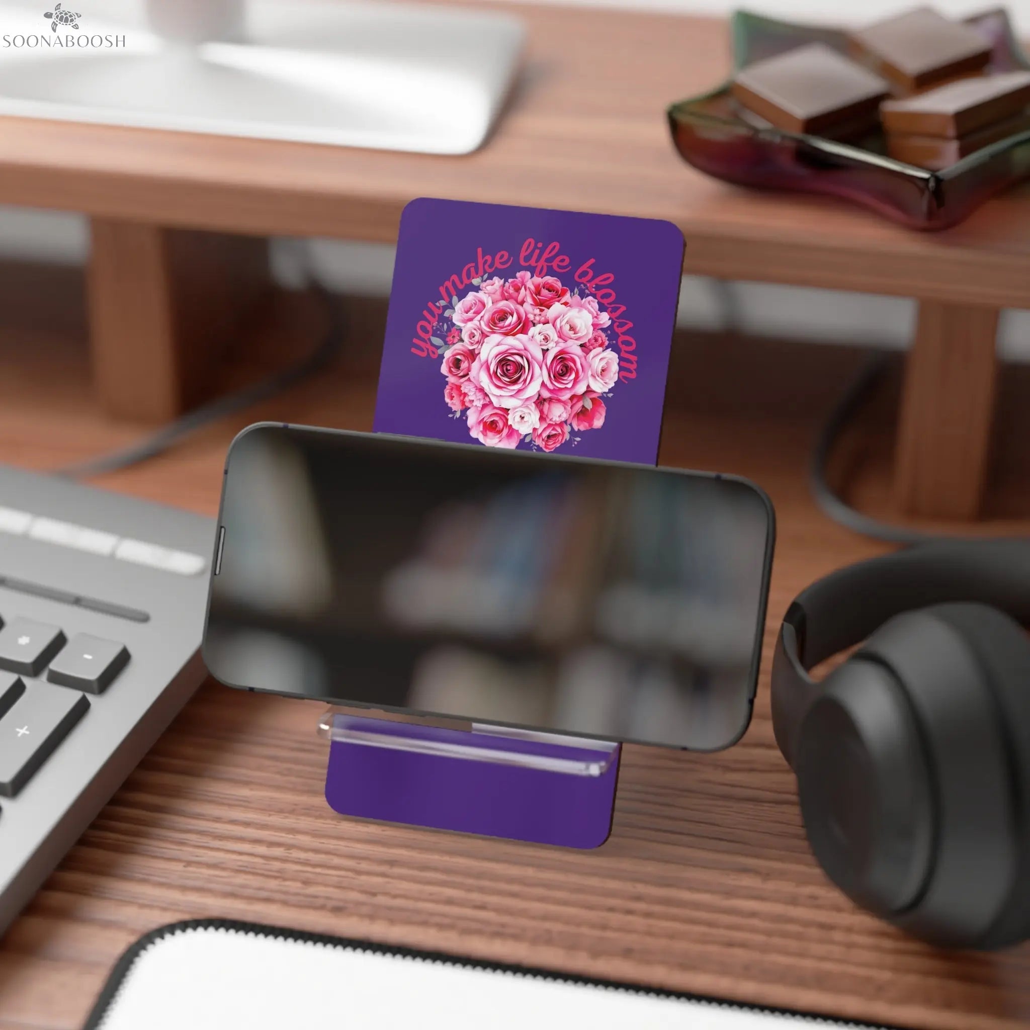 You Make Life Blossom Mobile Phone Stand | Floral Desk Vibes Printify