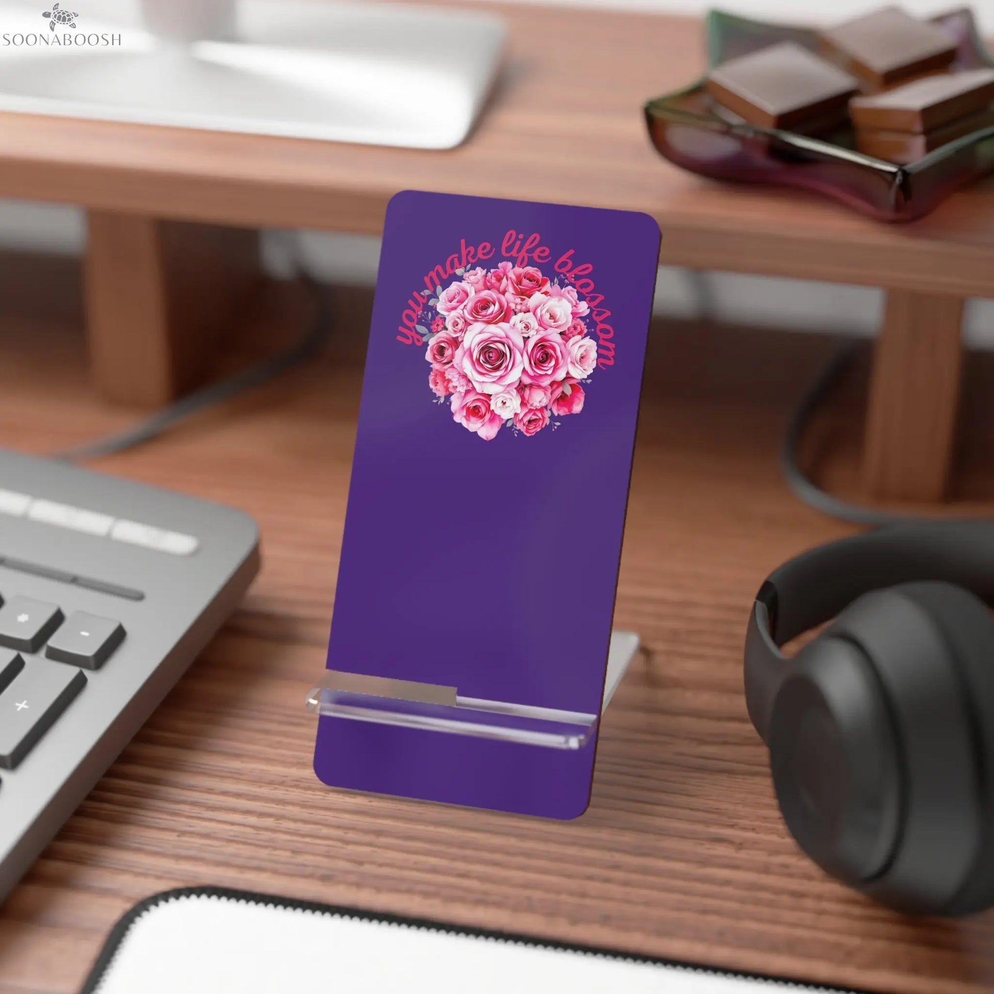 You Make Life Blossom Mobile Phone Stand | Floral Desk Vibes Printify