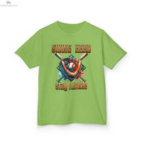 Youth Baseball Tee: 'Swing Hard, Stay Humble' Design Printify