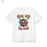 Youth Baseball Tee: 'Swing Hard, Stay Humble' Design Printify