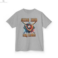 Youth Baseball Tee: 'Swing Hard, Stay Humble' Design Printify